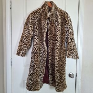 Giorgio Parnucci Women's Leopard Faux Fur Vintage Coat Size Medium